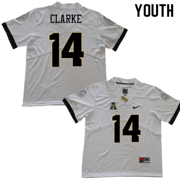 Youth #14 Nevelle Clarke UCF Knights College Football Jerseys Sale-White - Click Image to Close